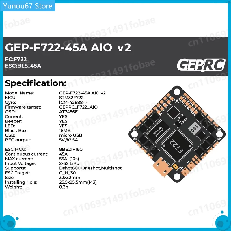 Controlador de Voo AIO V2 GEPR - F722 Flight Controller avaliação e preço